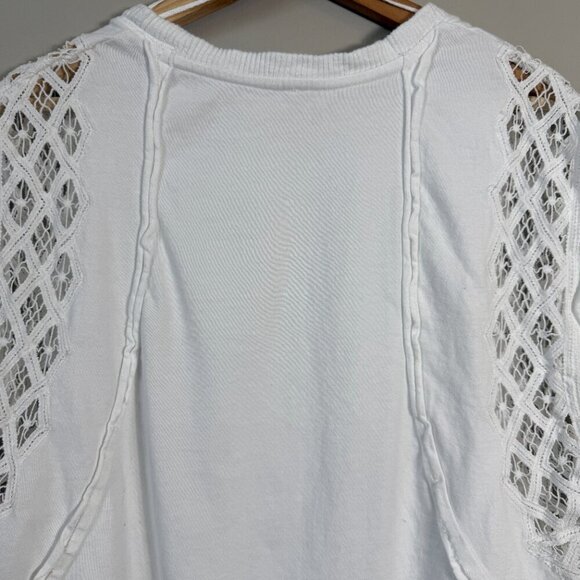 Free People Table for Two Tee T-Shirt Women's Small White Lace Crochet Boho NWOT - Picture 11 of 14